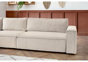 Divano angolare in velluto a coste color crema, angolo sinistro Nihad modular - Bobochic Paris