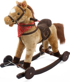 Cavallo a Dondolo Berlin in Peluche e Legno con Ruote e suoni per Bambini...