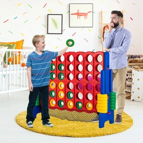 Costway Set forza 4 gigante 119cm con rete per le pedine, Gioco familiare da interno ed esterno per bambini e adulti Blu