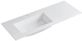 Lavabo a incasso rettangolare vasca a sinistra L 120.5 x H 15 x P 46 cm in resina bianco lucido