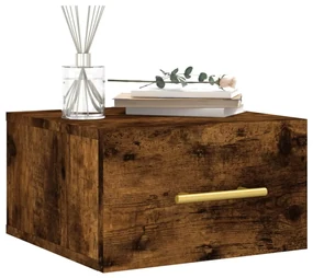 Comodino a muro rovere fumo 35x35x20 cm