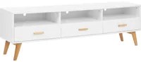 Mobile TV bianco con legno chiaro 55 x 180 x 40 cm con ripiani e cassetti