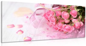Stampa su tela – Bouquet di rose rosa romantiche