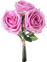 Set 2 Bouquet Artificiali Rose con 3 Fiori 30 cm Natale Touch