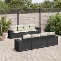 Set Divani da Giardino 9 pz con Cuscini Nero in Polyrattan 3254683