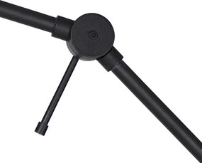 Lampada da terra nera regolabile con paralume in tessuto teddy beige 50cm - Editor