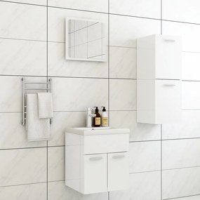 Set Mobili Da Bagno Bianco Lucido İn Truciolato /