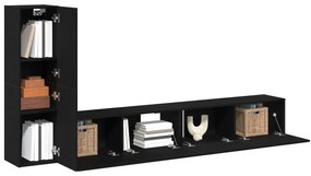 Set di mobili per tv a parete in 3 pezzi  in legno ingegnerizzato nero