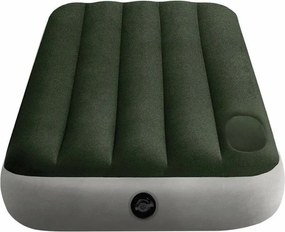 Materasso ad una piazza e mezza gonfiabile Intex airbed dura-beam standard downy' colore verde scuro con pompa a pedale, 137x191x25 cm - cod. 64762