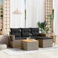 Set Divano da Giardino 5 pz con Cuscini Grigio in Polyrattan 3256865