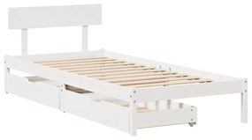 Letto senza materasso bianco 75x190 in legno massello di pino