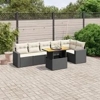 Set Divani da Giardino con Cuscini 7pz Nero Polyrattan 3271322