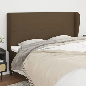 Testiera Ad Orecchio Marrone Scuro 183x23x118/128 Cm İn Tessuto /