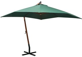 Ombrellone Pensile 300x300 Cm Palo İn Legno Verde /