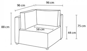 Modulo divano in velluto a coste variabile blu Nihad modular - Bobochic Paris