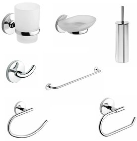 Set di accessori da bagno METAFORM Kit One 8 PZ in acciaio L 63 x H 15.5 x P 10 cm cromo