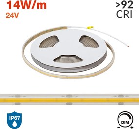 Striscia LED COB 24V 14W/m CRI>92 Professionale IP67- 5 metri