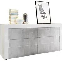 Mobile madia 4 ante grigio e struttura bianca 181x42xh.84 cm.