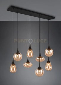 Lumina sospensione rettangolare metallo nero con 8 diffusori di vet...