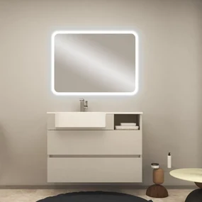 Mobile sottolavabo e lavabo Paris bianco L 100 cm 1 vasca 2 cassetti