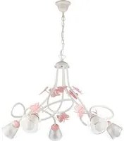 4924/5 - Lampadario Butterfly Bianco/Rosa 5 Luci