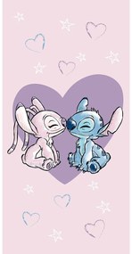 Asciugamano per bambini rosa in cotone 70x140 cm Lilo and Stitch "Love" – Jerry Fabrics