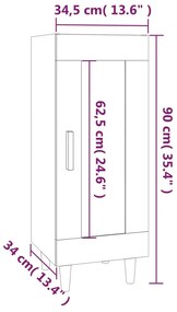 Credenza Rovere Fumo 34,5x34x90 cm in Legno Multistrato