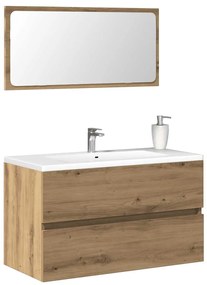 Mobile Da Bagno Con Specchio Rovere Artigianale Truciolato /