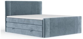 Letto boxspring blu con contenitore 140x200 cm Bergamo – Maison de Rêve