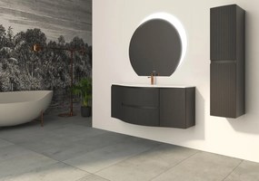 Mobile da bagno sospeso sotto lavabo Vague di Baden HausL 69 x H 55 x P 52 cm grafite cannettato  opaco, 2 cassetti