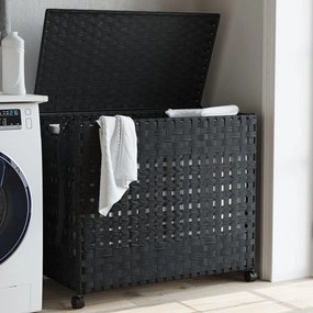 Cesto Portabiancheria Con Ruote Nero 66x35x60 Cm Rattan /
