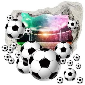 Adesivo murale Palloni da calcio 3D con sfondo stadio 75 x 75 cm
