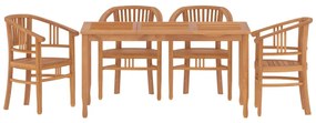 Set da pranzo per giardino 5 pz in legno massello di teak