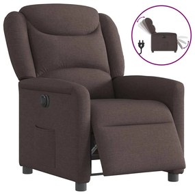 Poltrona Elettrica Reclinabile Marrone Scuro İn Tessuto /