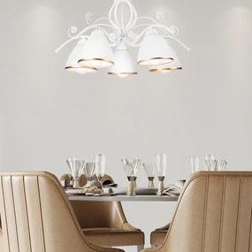 Lampadario a sospensione con catena RETRO II 5xE27/60W/230V bianco