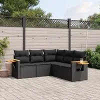 Set Divani da Giardino 5 pz con Cuscini in Polyrattan Nero 3259199