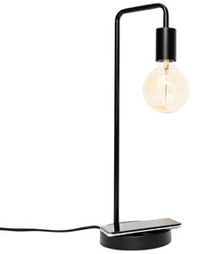 Lampada da tavolo moderna nera con ricarica wireless - Facil