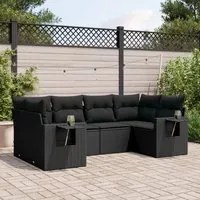 Set Divano da Giardino 6 pz con Cuscini Nero in Polyrattancod mxl 112863