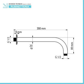 Kit doccia satinato con braccio 35 e soffione 25 in acciaio inox Gemini
