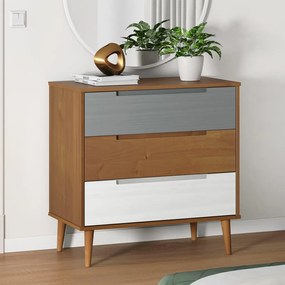 Cassettiera Molde Marrone 80x40x80 Cm İn Legno Massello Di Pino /