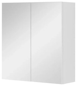Armadietto a specchio 60x66 cm bianco lucido ante e ripiani regolabili