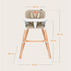 Lionelo - Seggiolone da pranzo 2 in 1 KOEN Beige sabbia