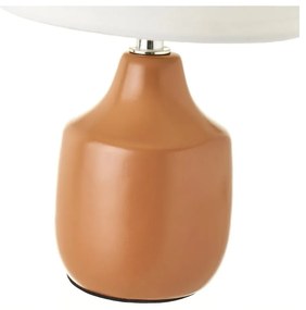 Lampada da tavolo in ceramica bianco-marrone con paralume in tessuto (altezza 24 cm) - Casa Selección