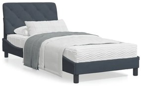 Letto con materasso grigio scuro 90x190 cm in velluto