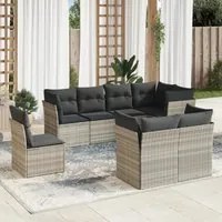 Set Divano da Giardino 8pz con Cuscini Grigio Chiaro Polyrattan 3249771