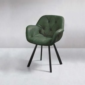 Sedia da soggiorno in ecopelle Verde gambe metallo CELIA Set 2 pz