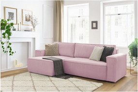 Divano letto a coste rosa ad angolo variabile Nihad - Bobochic Paris