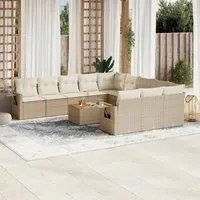 Set Divani da Giardino 12 pz con Cuscini Beige in Polyrattan 3257122