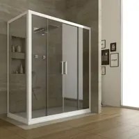 Box Doccia 90x130 CM H 200 Vetro Trasparente Profilo Bianco mod. Star 2 Ante