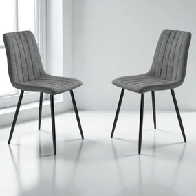 Sedia da pranzo in tessuto Grigio Scuro gambe metallo nere - KOLE 2 sedie